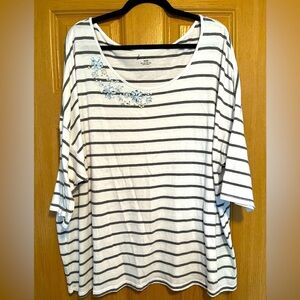 Lane Bryant Striped Embellished Dolman Sleeve Top